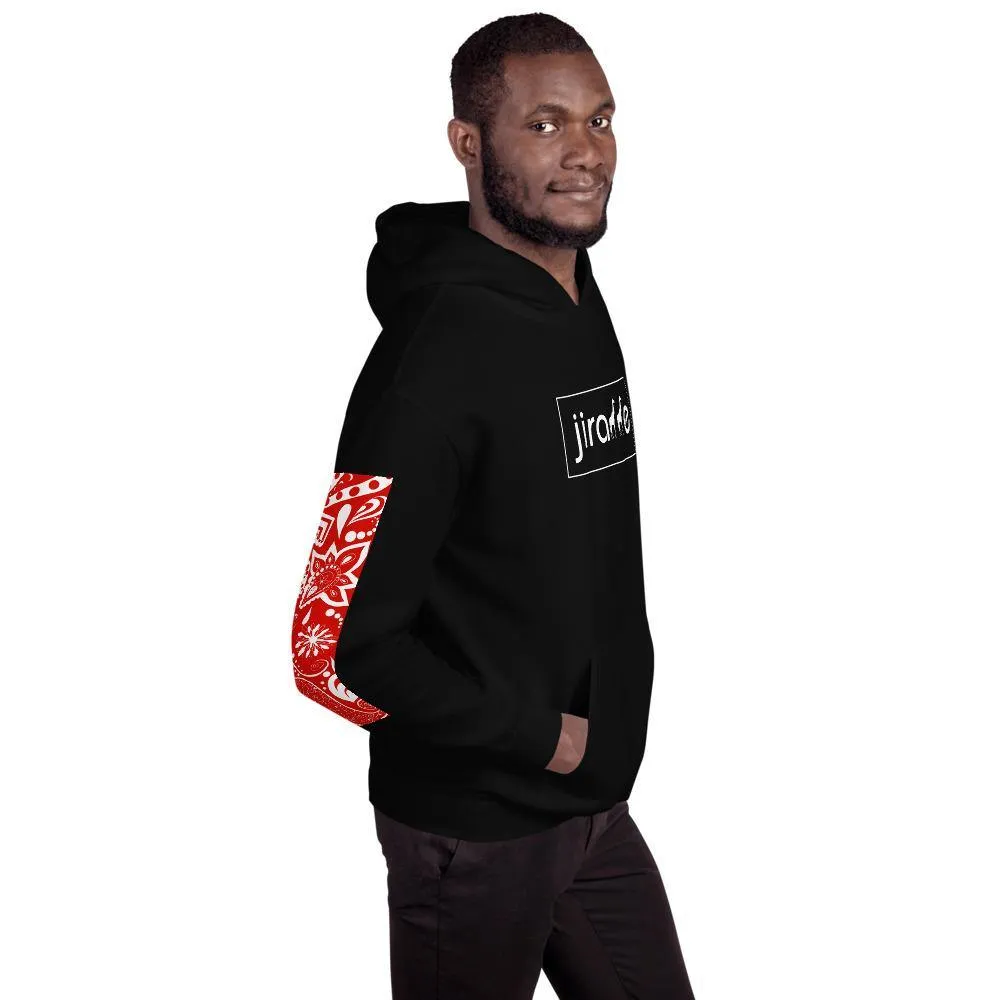 Red & Teal Paisley Giraffe Hoodie
