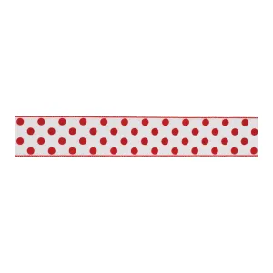 Red and White Polka Dot Wired Ribbon (Set of 2)