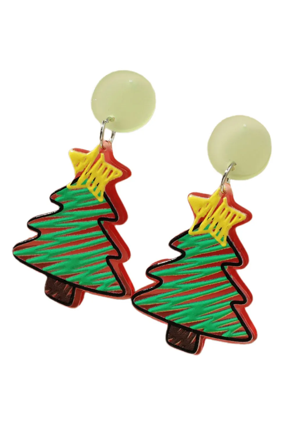 Red Christmas Tree Acrylic Stud Earrings