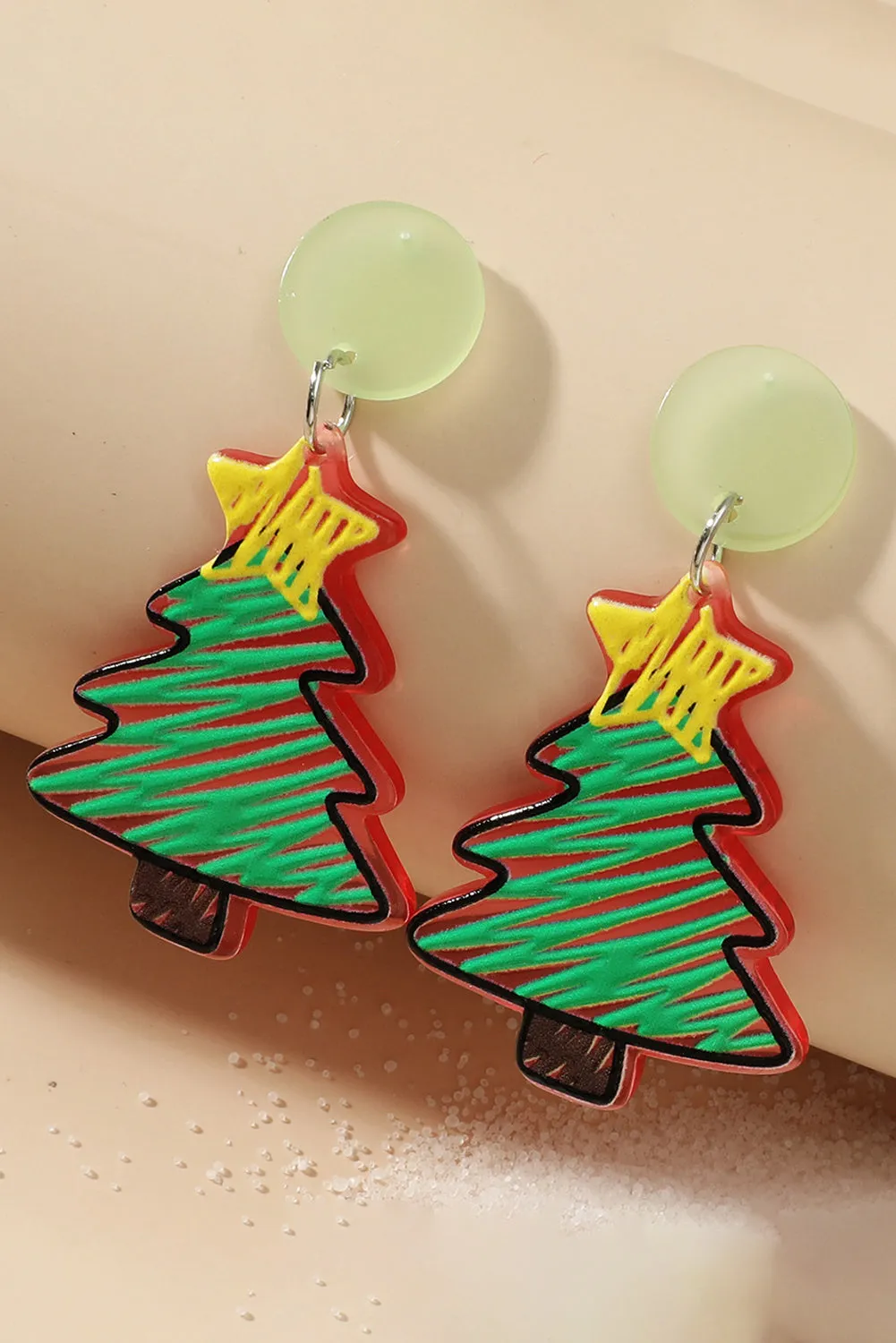 Red Christmas Tree Acrylic Stud Earrings