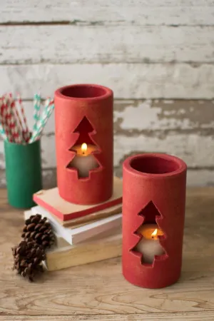 Red Clay Christmas Tree Luminary (Pack of 6)
