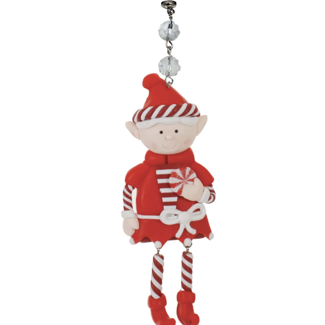 RED HOLIDAY ELF (Set/3) - MAGNETIC CHANDELIER ORNAMENT - 2 STYLES