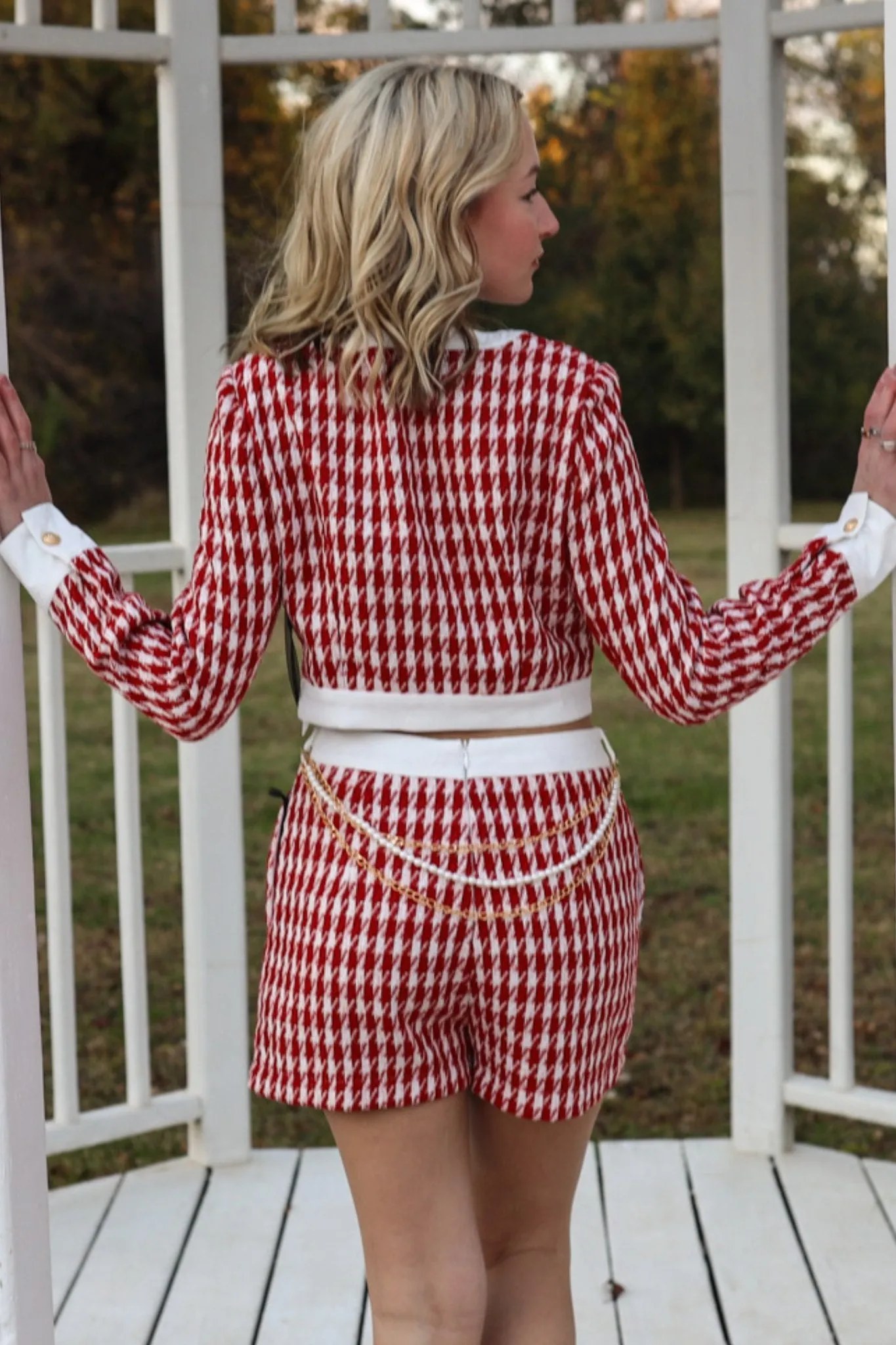 Red Houndstooth Shorts