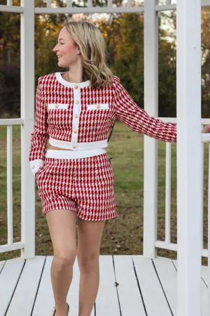 Red Houndstooth Shorts