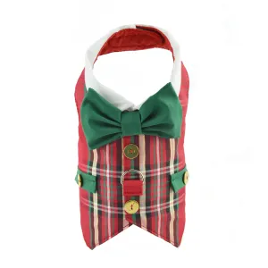 Red Plaid Dog Christmas Holiday Vest
