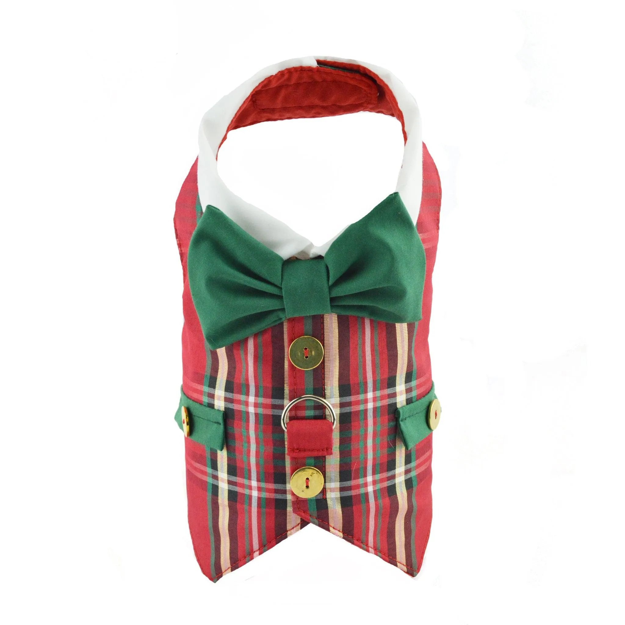 Red Plaid Dog Christmas Holiday Vest