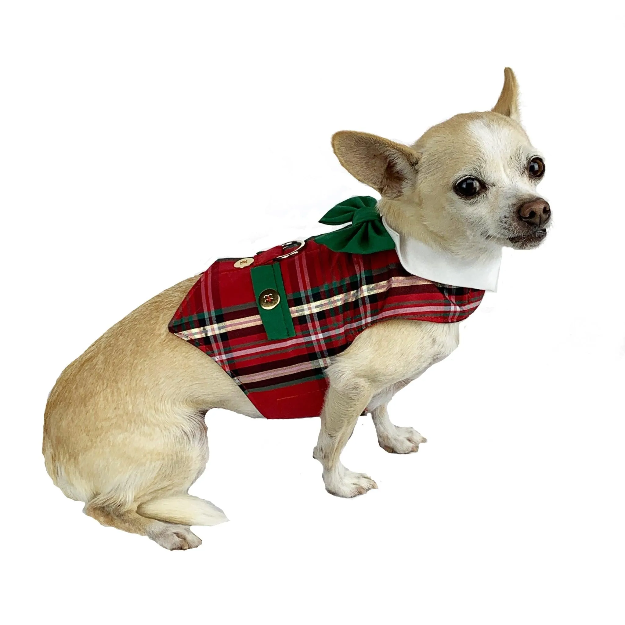 Red Plaid Dog Christmas Holiday Vest