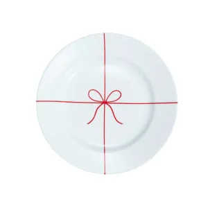 Red Ribbon & Bow Holiday Plate