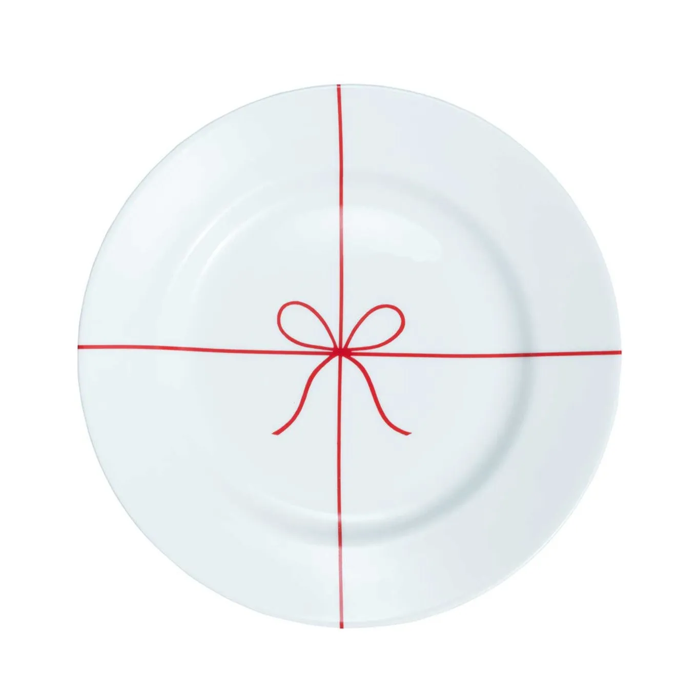 Red Ribbon & Bow Holiday Plate