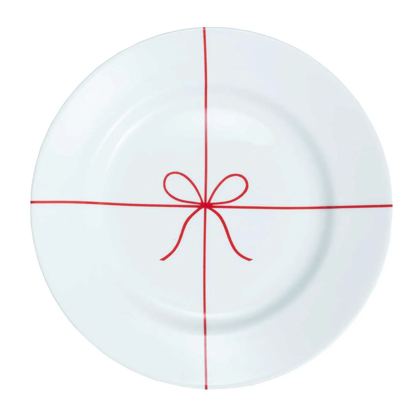 Red Ribbon & Bow Holiday Plate