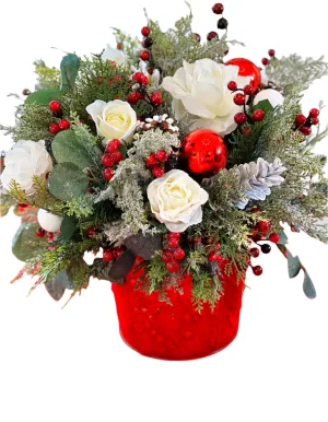 Red/White Xmas Centerpiece- 8" Vase ( 18"Tall x20" Wide