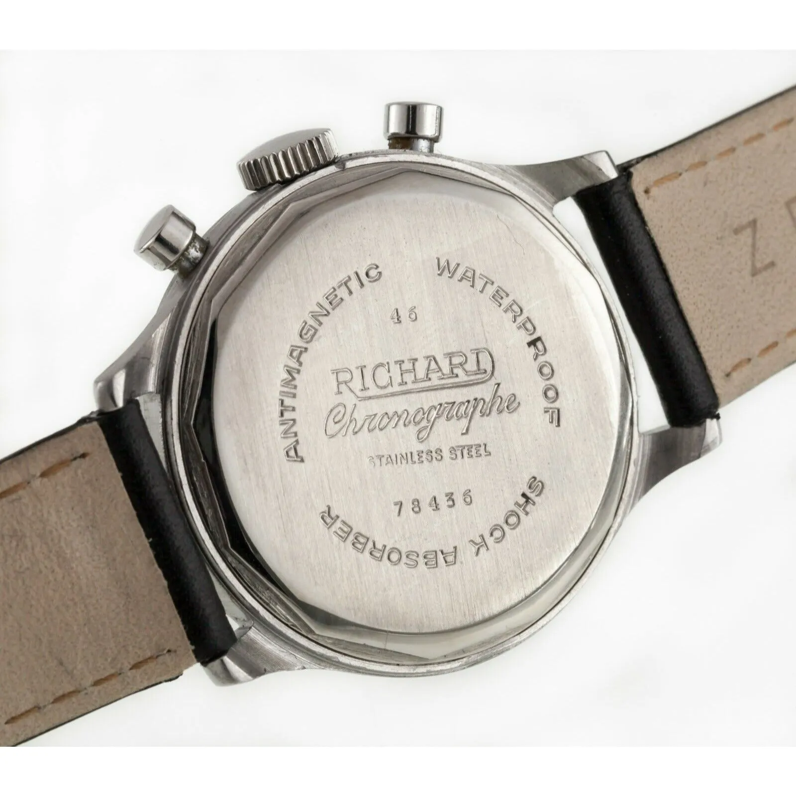 Richard Chronographe Men's Stainless Steel Manual Watch w/ Leather Band