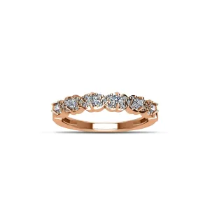 Rose Gold Plated Cubic Zirconia Fashion Stackable Ring in Sterling Silver