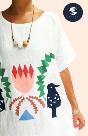 Sale - Crowned Banksia Screen Printed 100% linen dress or top