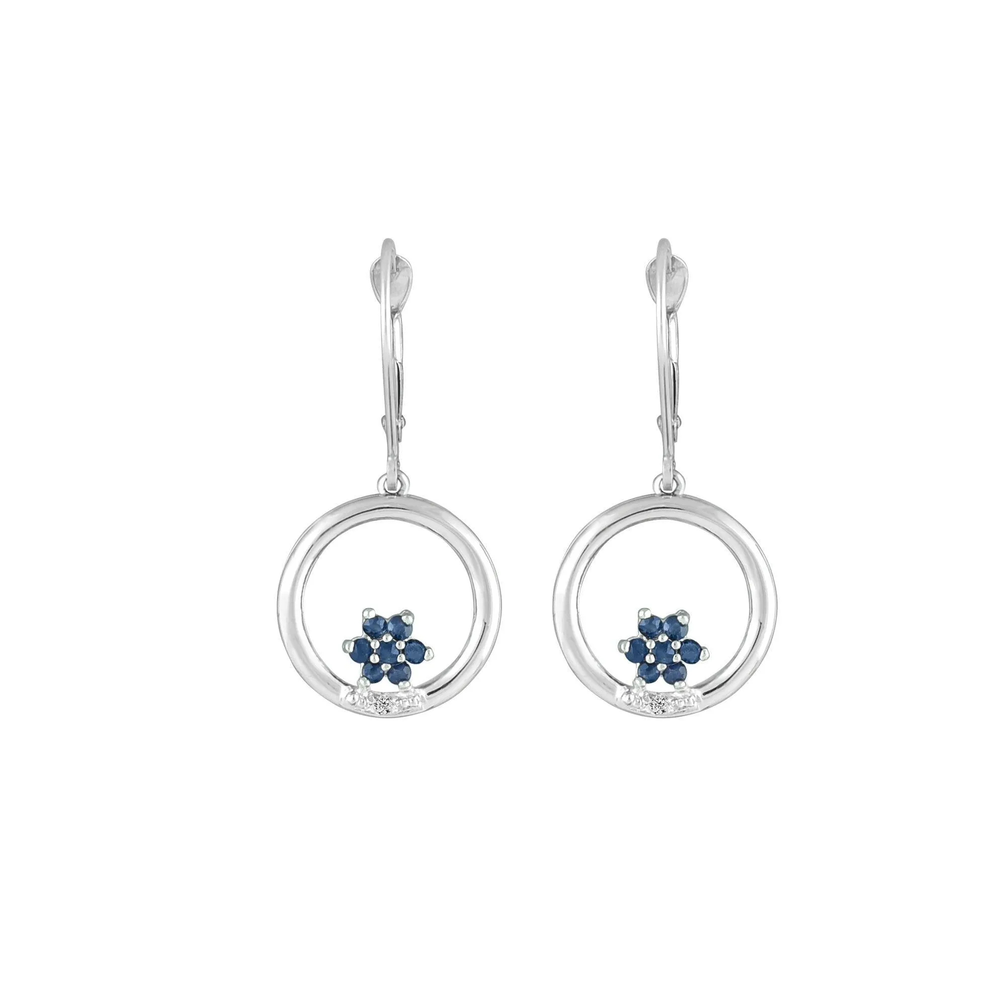 Sapphire and Diamond Dangle Earrings in 10K White Gold