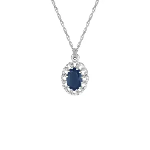 Sapphire and Diamond Fashion Pendant in 10K White Gold