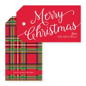 Scripty Christmas Holiday Gift Tag | tartan