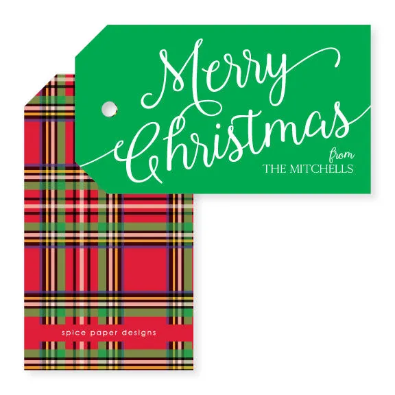 Scripty Christmas Holiday Gift Tag | tartan