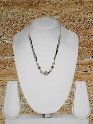 Short Mangalsutra Designs Gold Plated मंगळसूत्र Black Beads White Black Pearls Ball shape Pendant (18 Inches)