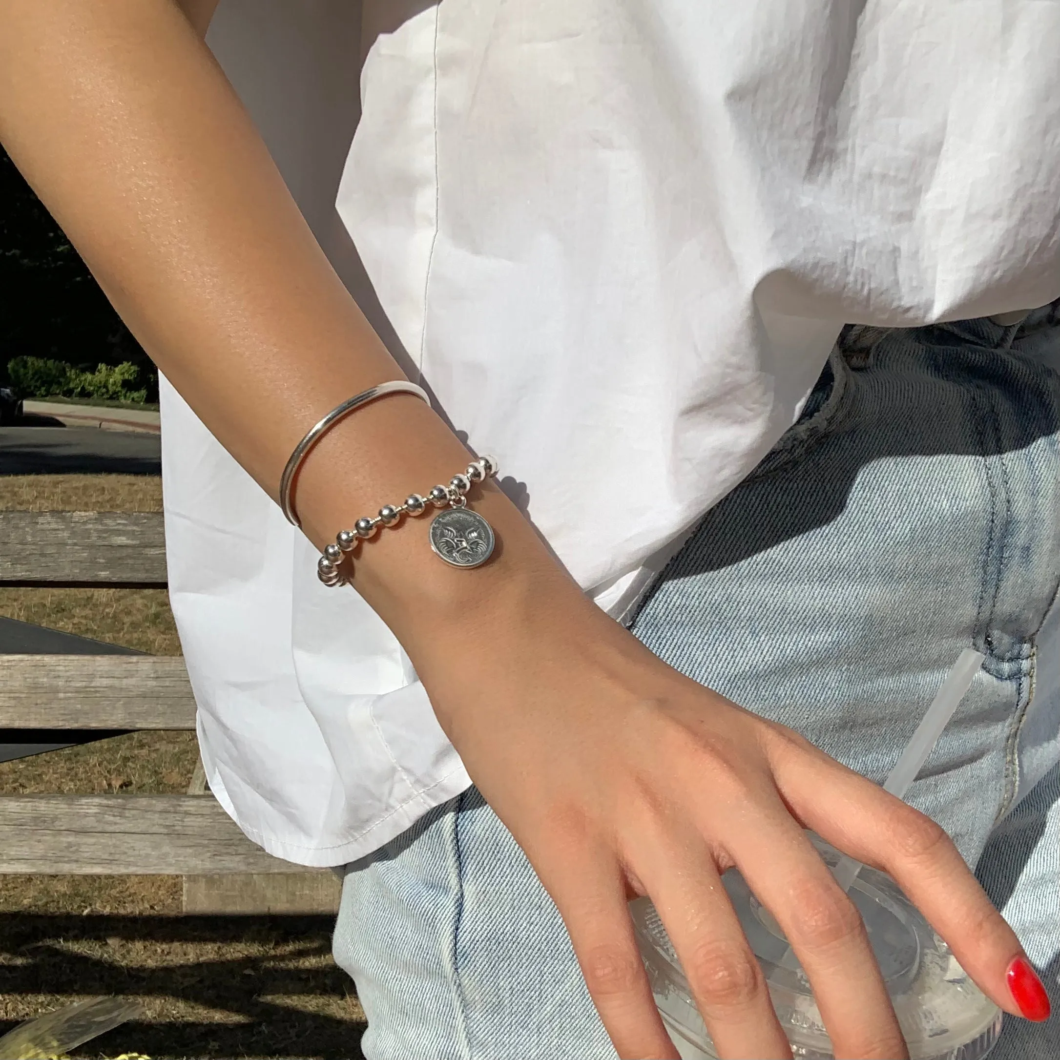 [Silver 925] All Sterling Silver Coin Bracelet