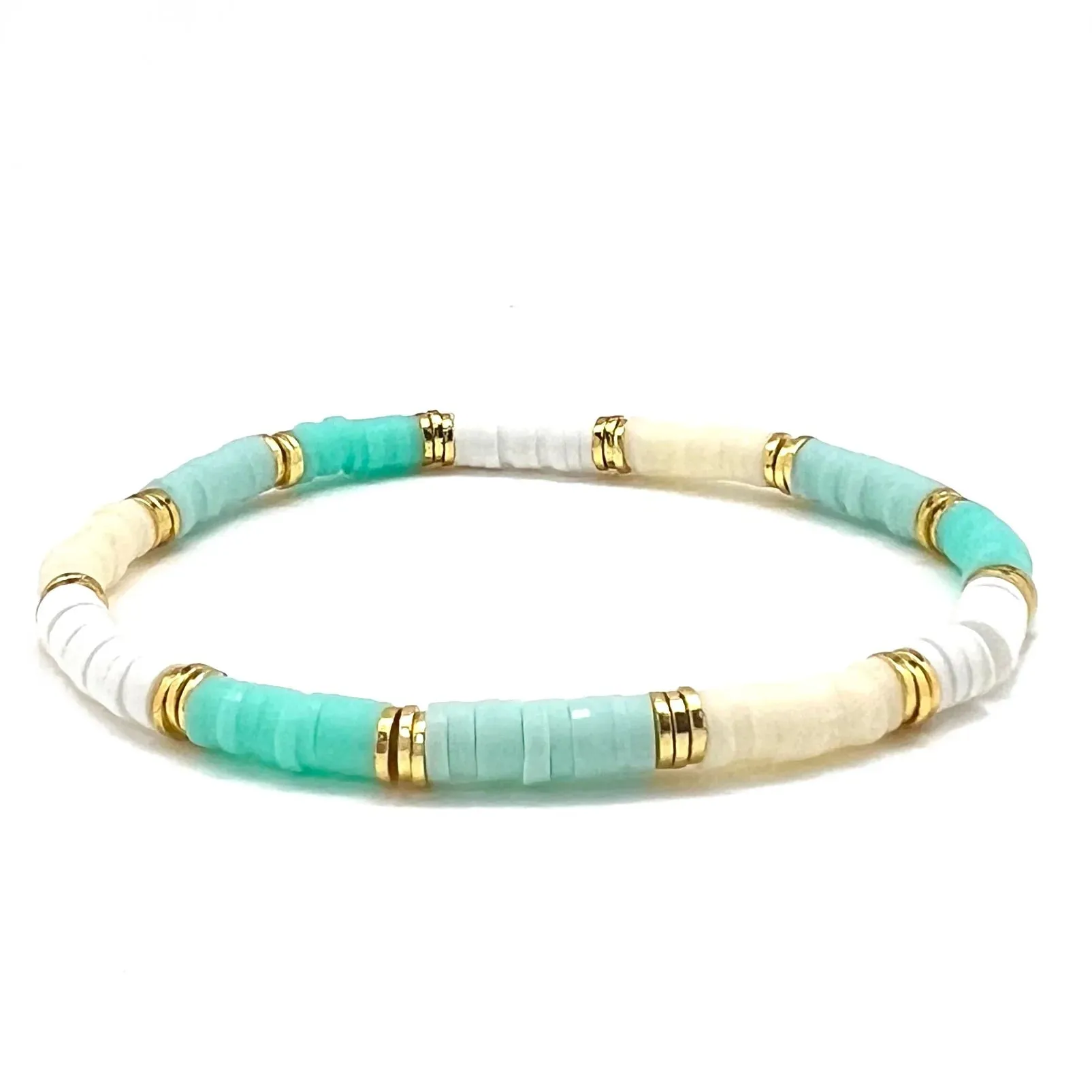 Silver Girl Mini Color Block Heishi Bracelet