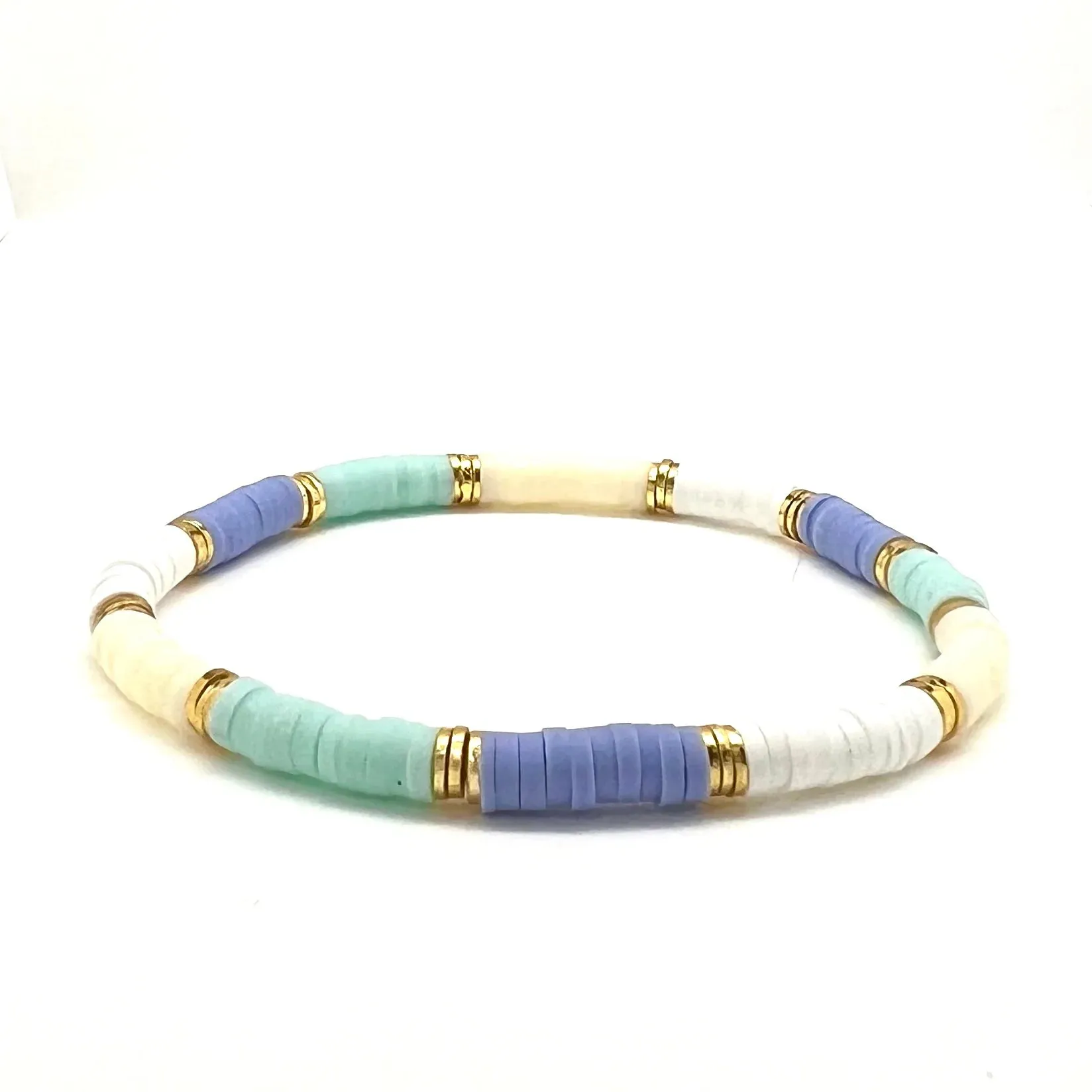 Silver Girl Mini Color Block Heishi Bracelet