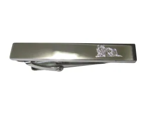 Silver Toned Etched Sleek Resting Tiger Skinny Tie Clip