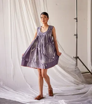 Summer Dress Cotton Flared-Cool Grey-Fashion Edit Indian Summer-KW804-Khara Kapas