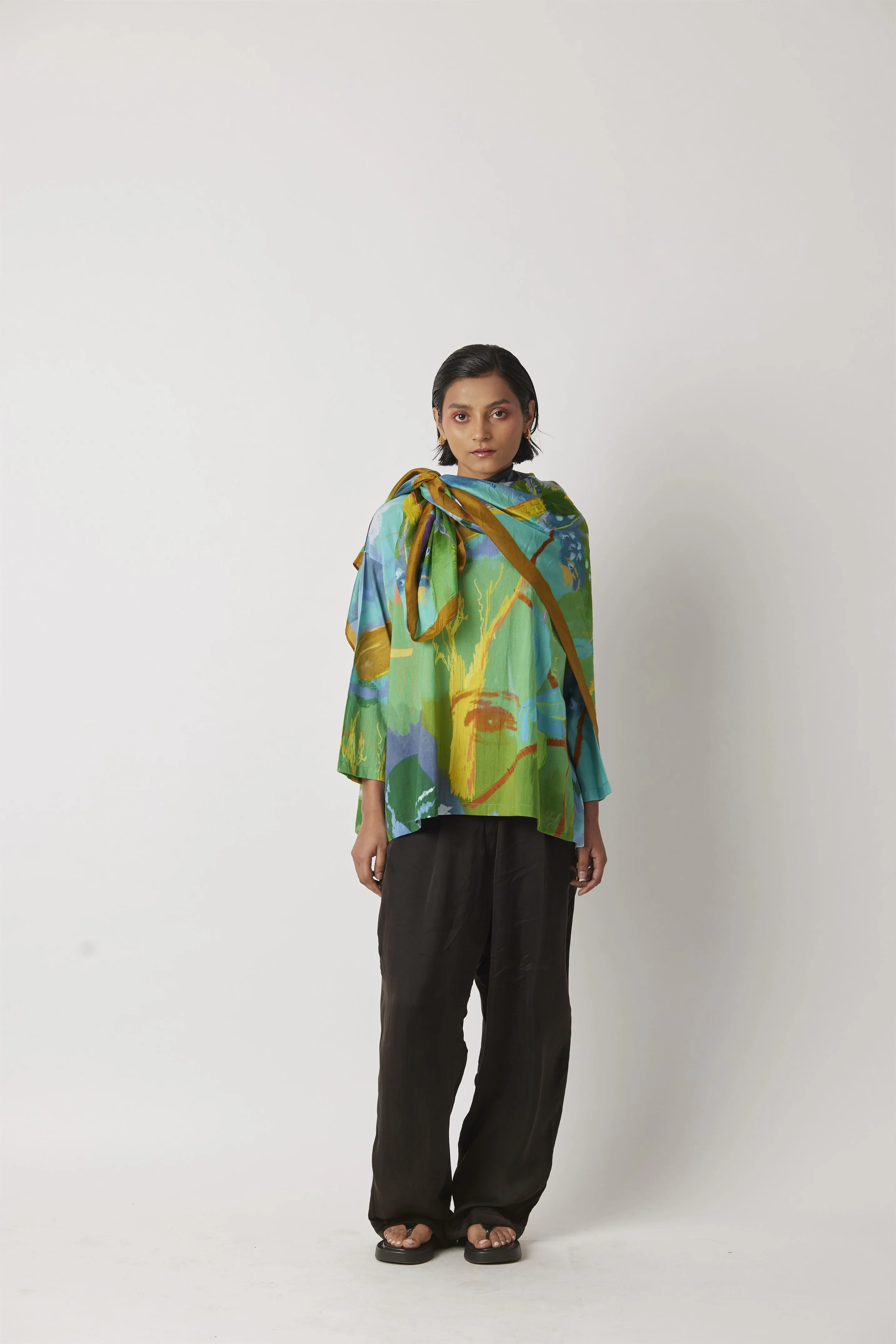 Summer Top Cotton Fickle Print Signature-Unwillted-Fashion Edit-Yc14T-110 Yc14Np -03-Yavi