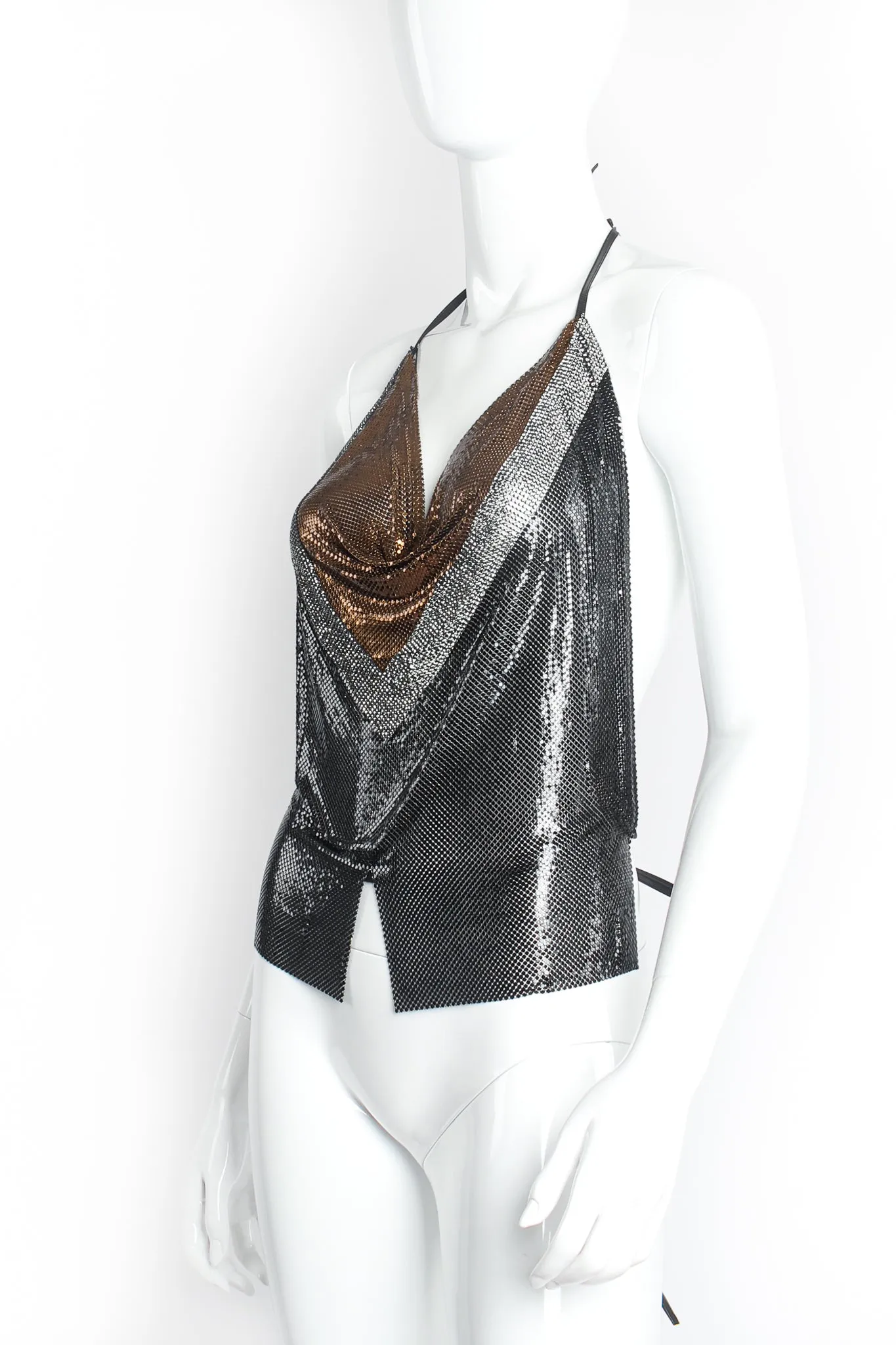 Swarovski Chevron Square Metal Mesh Halter