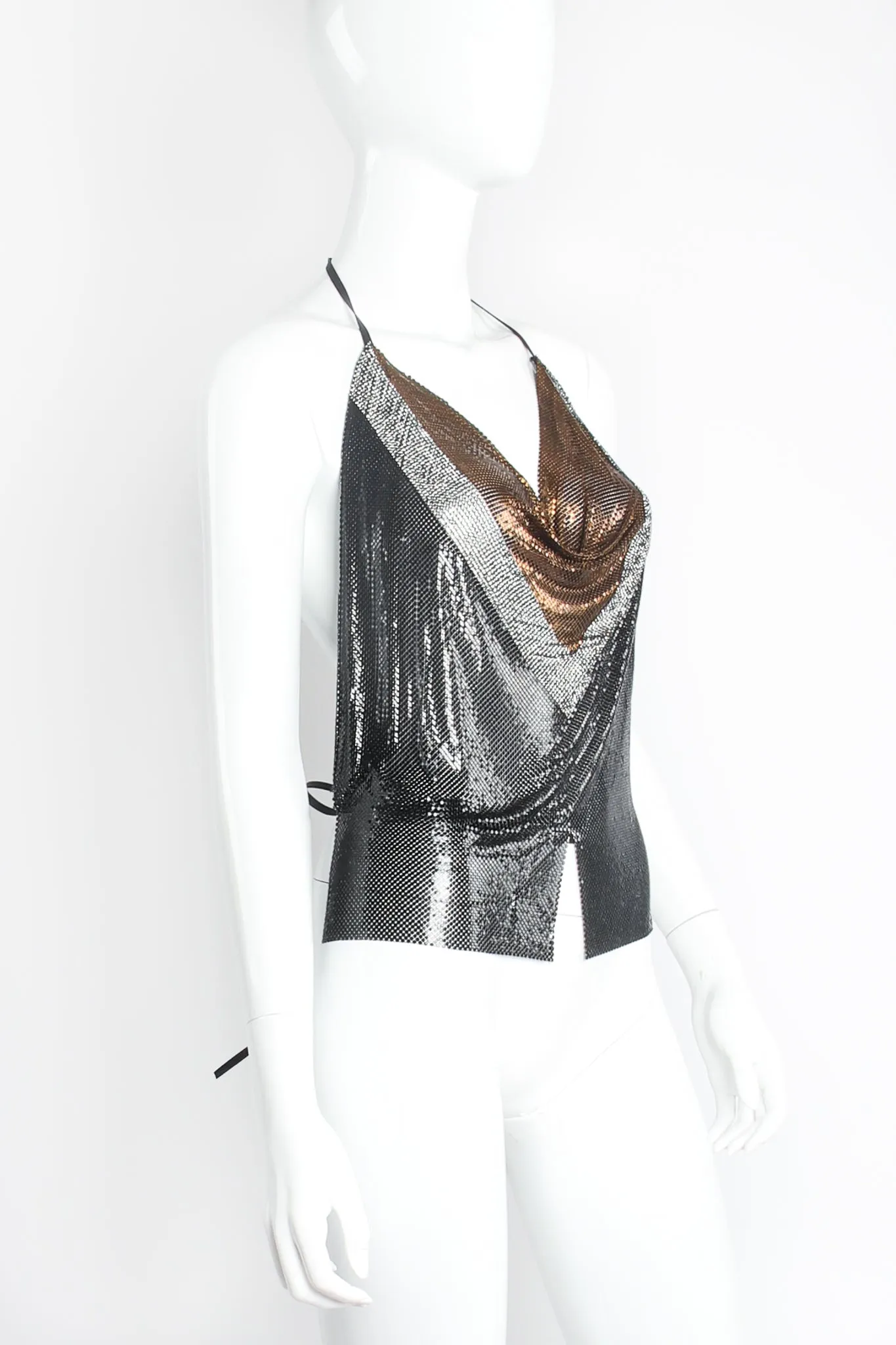 Swarovski Chevron Square Metal Mesh Halter