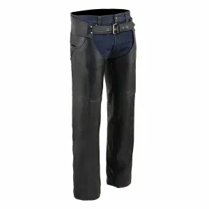TALL SH1101TALL Chaps for Men's Black Premium Leather - Classic Jean Style Pockets Motorcycle Chap - SH1101TALL