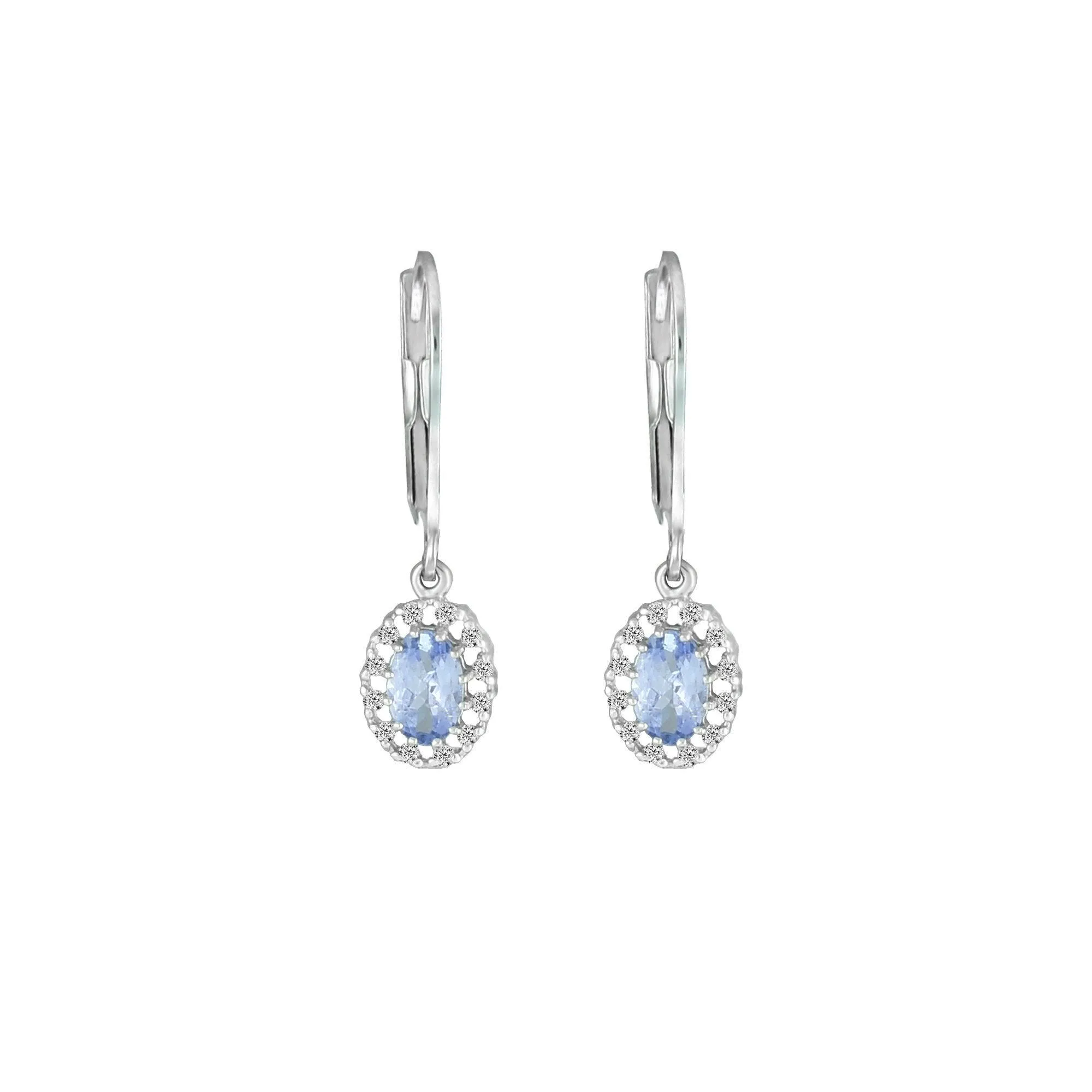 Tanzanite and Diamond Dangle Earrings in 10K White Gold