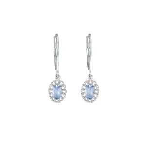 Tanzanite and Diamond Dangle Earrings in 10K White Gold