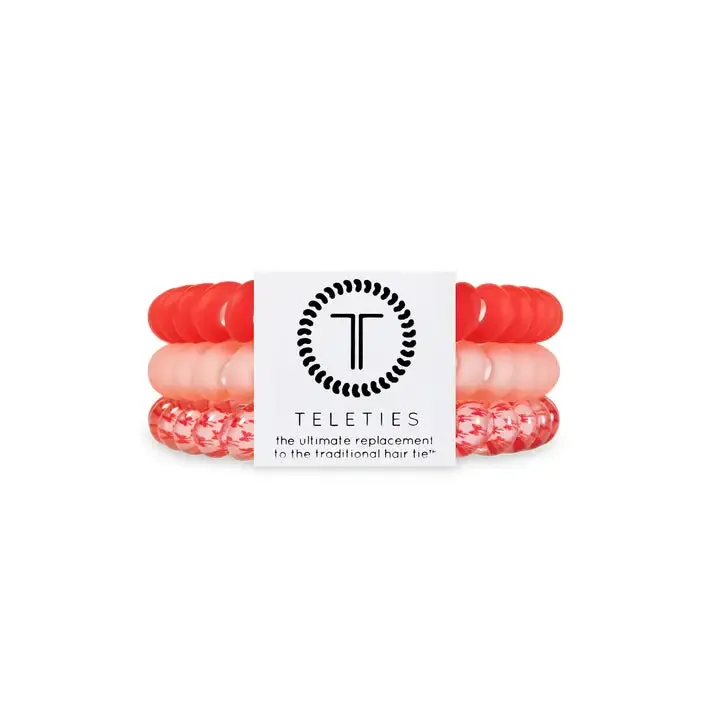 Teleties Talk To The Bow Small Hair Ties Pink/Red