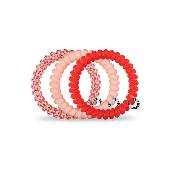 Teleties Talk To The Bow Small Hair Ties Pink/Red