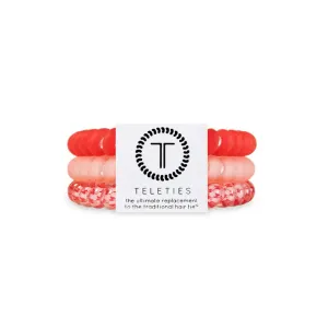 Teleties Talk To The Bow Small Hair Ties Pink/Red