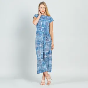 Textured Cap Sleeve Tie Hem Top - Denim Plaid - Final Sale!