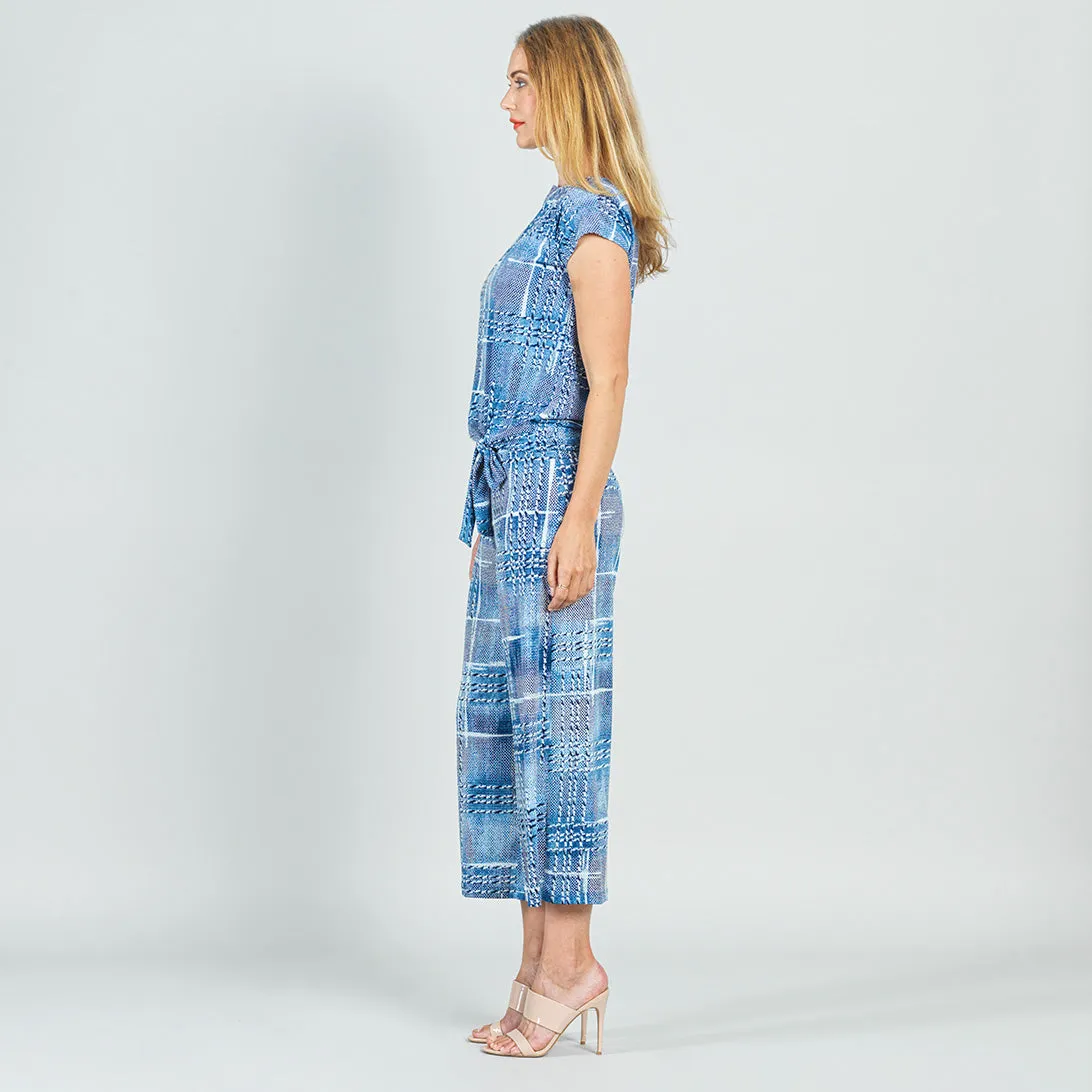 Textured Cap Sleeve Tie Hem Top - Denim Plaid - Final Sale!