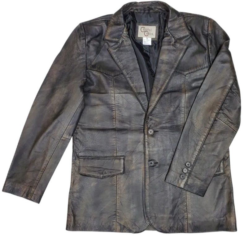 The "Carson" Distressed Brown Blazer Jacket CLOSEOUT