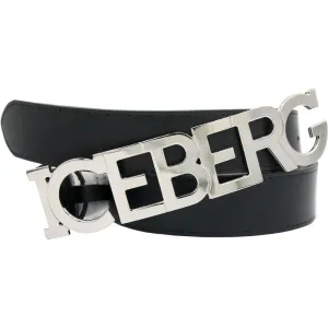 This black men's leather belt is made unique by the maxi Iceberg logo that gives structure to the metal buckle. A distinctive and essential accessory in an elegant metallic finish. Sku:21IP1P1660169009000