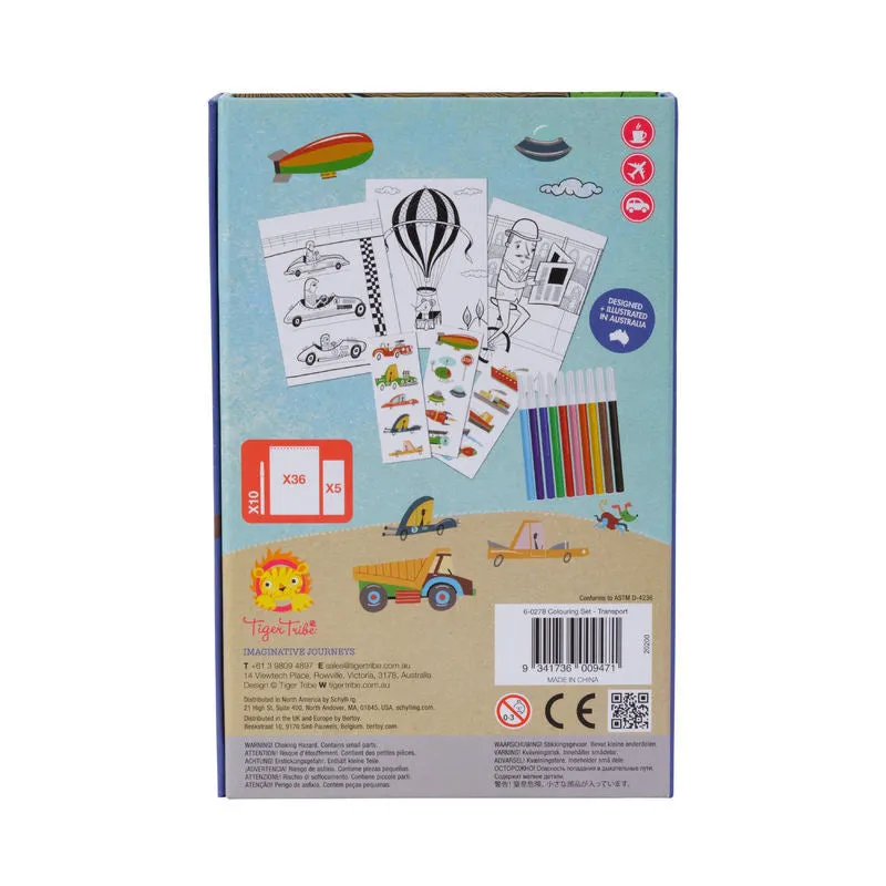 Tiger Tribe - Colouring Set - Transport - 4 