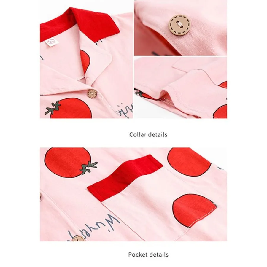 Tomato Letter Print Pajama 7 Pieces Set