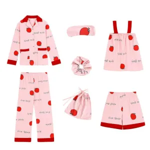 Tomato Letter Print Pajama 7 Pieces Set