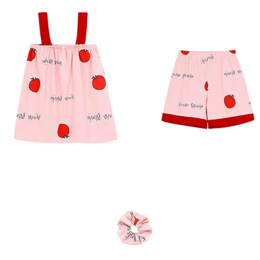 Tomato Letter Print Pajama 7 Pieces Set