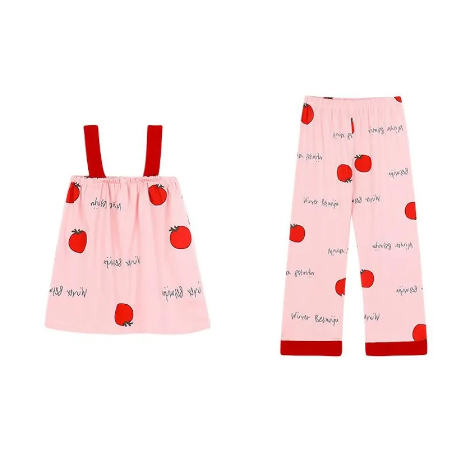 Tomato Letter Print Pajama 7 Pieces Set