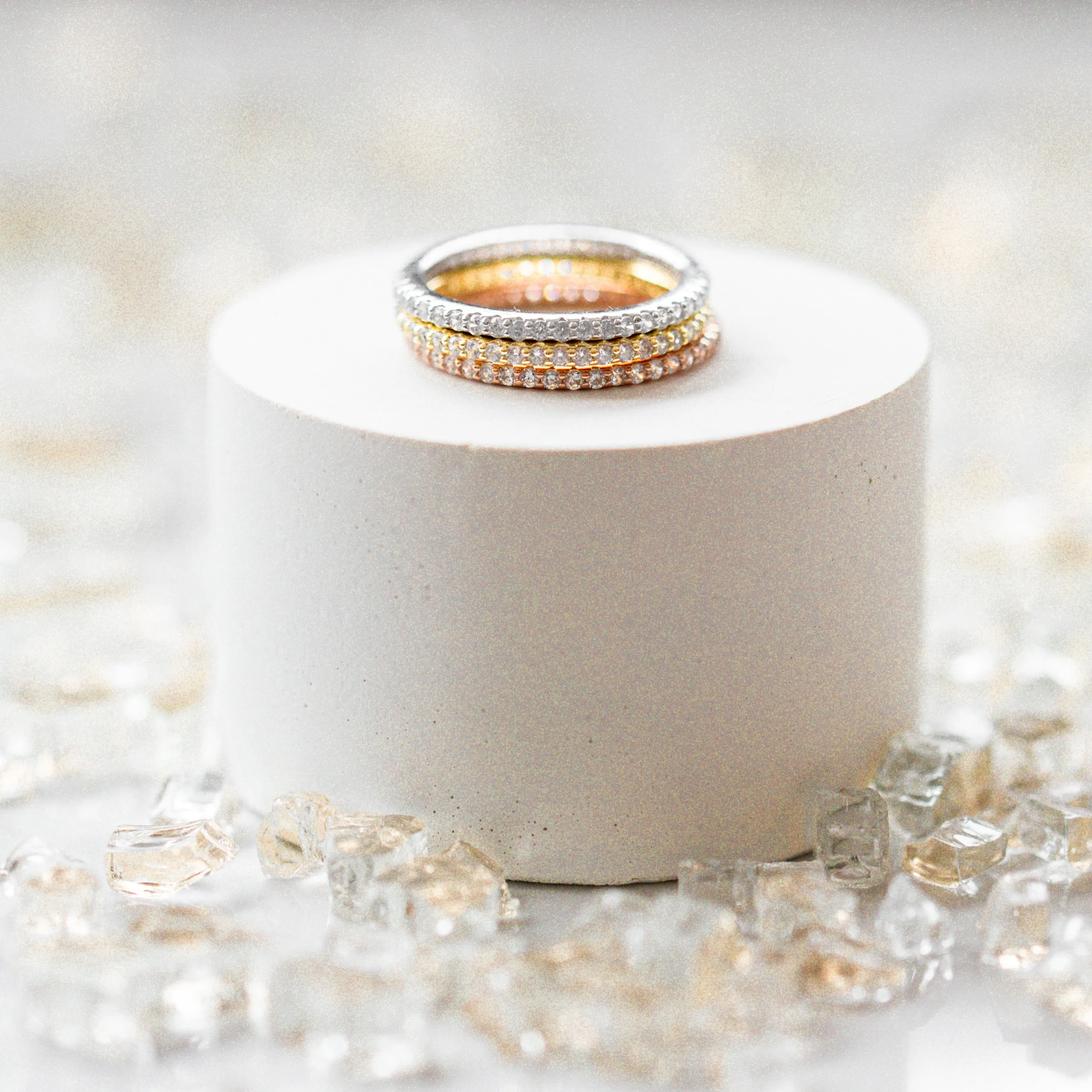 Tri-Color Eternity Band Set