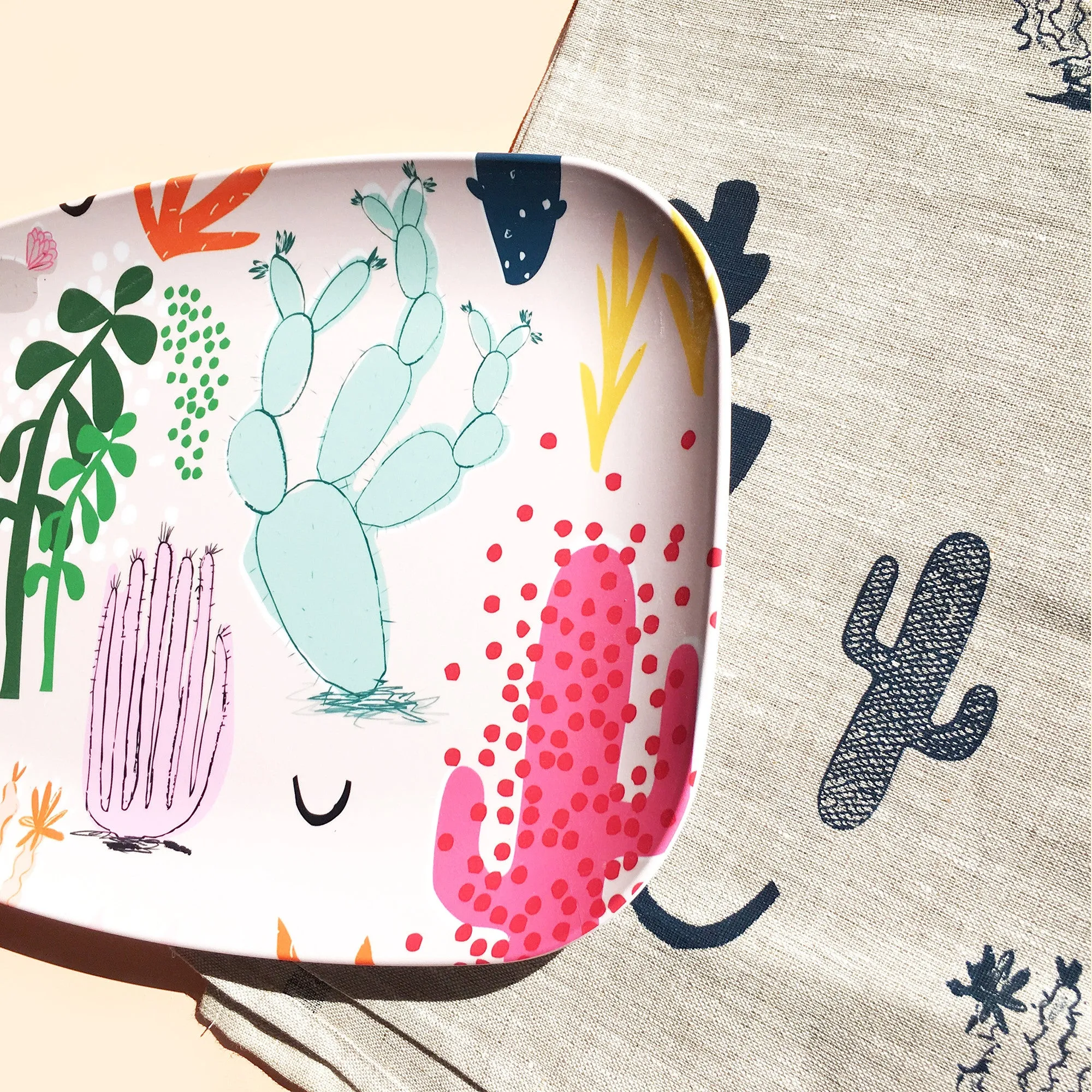 Tropical Cactus Garden 10” x 14” melamine platter