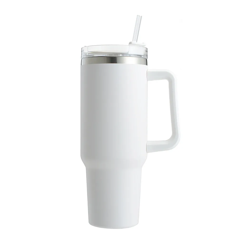 Tumbler With Handle 40 oz Travel Mug Straw Covers Cup with Lid Insulated Quencher Stainless Steel Water Iced Tea Coffee Gift
