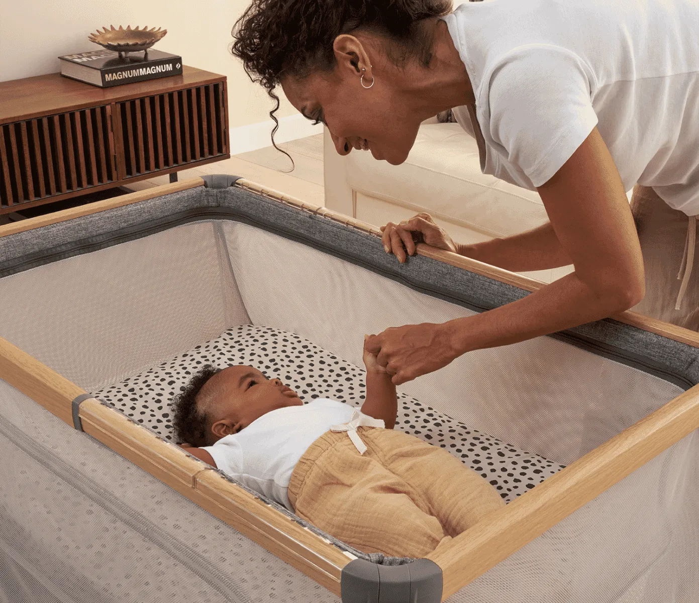 Tutti Bambini CoZee Go 3-in-1 Bassinet, Travel Cot & Playpen - Oak/Charcoal